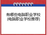 有哪些电脑职业学校(电脑职业学校推荐)