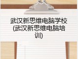 武汉新思维电脑学校(武汉新思维电脑培训)