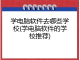 学电脑软件去哪些学校(学电脑软件的学校推荐)