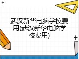 武汉新华电脑学校费用(武汉新华电脑学校费用)