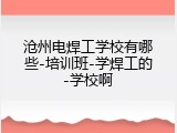 沧州电焊工学校有哪些-培训班-学焊工的-学校啊