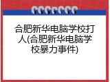 合肥新华电脑学校打人(合肥新华电脑学校暴力事件)
