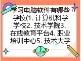 学习电脑软件有哪些学校(1. 计算机科学学校2. 技术学院3. 在线教育平台4. 职业培训中心5. 技术大学)