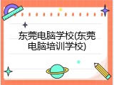 东莞电脑学校(东莞电脑培训学校)