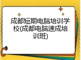 成都短期电脑培训学校(成都电脑速成培训班)
