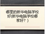 哪里的新华电脑学校好(新华电脑学校哪家好？)