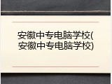 安徽中专电脑学校(安徽中专电脑学校)