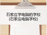 石家庄学电脑的学校(石家庄电脑学校)