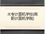 大专计算机学校(高职计算机学院)