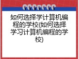 如何选择学计算机编程的学校(如何选择学习计算机编程的学校)