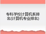 专科学校计算机系排名(计算机专业排名)