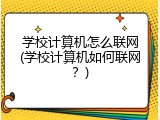 学校计算机怎么联网(学校计算机如何联网？)
