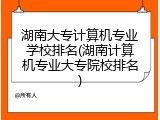 湖南大专计算机专业学校排名(湖南计算机专业大专院校排名)