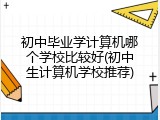 初中毕业学计算机哪个学校比较好(初中生计算机学校推荐)