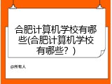 合肥计算机学校有哪些(合肥计算机学校有哪些?)