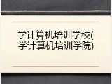 学计算机培训学校(学计算机培训学院)