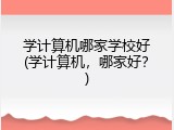 学计算机哪家学校好(学计算机，哪家好？)