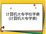 计算机大专学校学费(计算机大专学费)