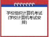 学校组织计算机考试(学校计算机考试安排)