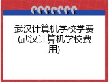 武汉计算机学校学费(武汉计算机学校费用)