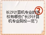 长沙计算机专业的学校有哪些("长沙计算机专业院校一览")