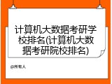 计算机大数据考研学校排名(计算机大数据考研院校排名)