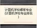 计算机学校哪家专业(计算机学校专业排名)