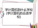 学计算机到什么学校(学计算机的合适学校)