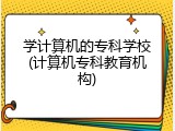 学计算机的专科学校(计算机专科教育机构)