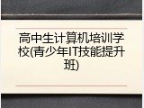高中生计算机培训学校(青少年IT技能提升班)