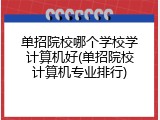 单招院校哪个学校学计算机好(单招院校计算机专业排行)