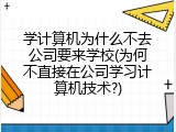 学计算机为什么不去公司要来学校(为何不直接在公司学习计算机技术?)