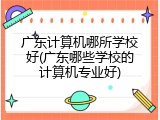 广东计算机哪所学校好(广东哪些学校的计算机专业好)