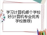 学习计算机哪个学校好(计算机专业优秀学校推荐)