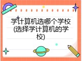 学计算机选哪个学校(选择学计算机的学校)