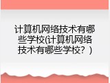 计算机网络技术有哪些学校(计算机网络技术有哪些学校?)