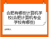合肥有哪些计算机学校(合肥计算机专业学校有哪些)