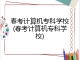 春考计算机专科学校(春考计算机专科学校)