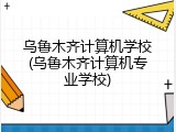 乌鲁木齐计算机学校(乌鲁木齐计算机专业学校)