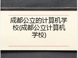 成都公立的计算机学校(成都公立计算机学校)
