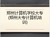 郑州计算机学校大专(郑州大专计算机培训)