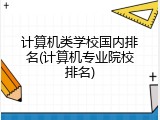 计算机类学校国内排名(计算机专业院校排名)