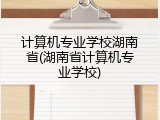 计算机专业学校湖南省(湖南省计算机专业学校)