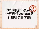 2018单招什么学校计算机好(2018单招计算机专业学校)