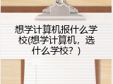 想学计算机报什么学校(想学计算机,选什么学校?)