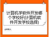 计算机学软件开发哪个学校好(计算机软件开发学校选择)