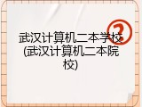 武汉计算机二本学校(武汉计算机二本院校)