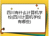 四川有什么计算机学校(四川计算机学校有哪些)