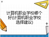 计算机职业学校哪个好(计算机职业学校选择建议)