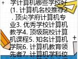 学计算机哪些学校好(1. 计算机名校推荐2. 顶尖学府计算机专业3. 优秀学校计算机教学4. 顶级院校计算机课程5. 知名计算机学院6. 计算机教育领先者7. 计算机学科佼佼者8. 计算机学术领袖9.